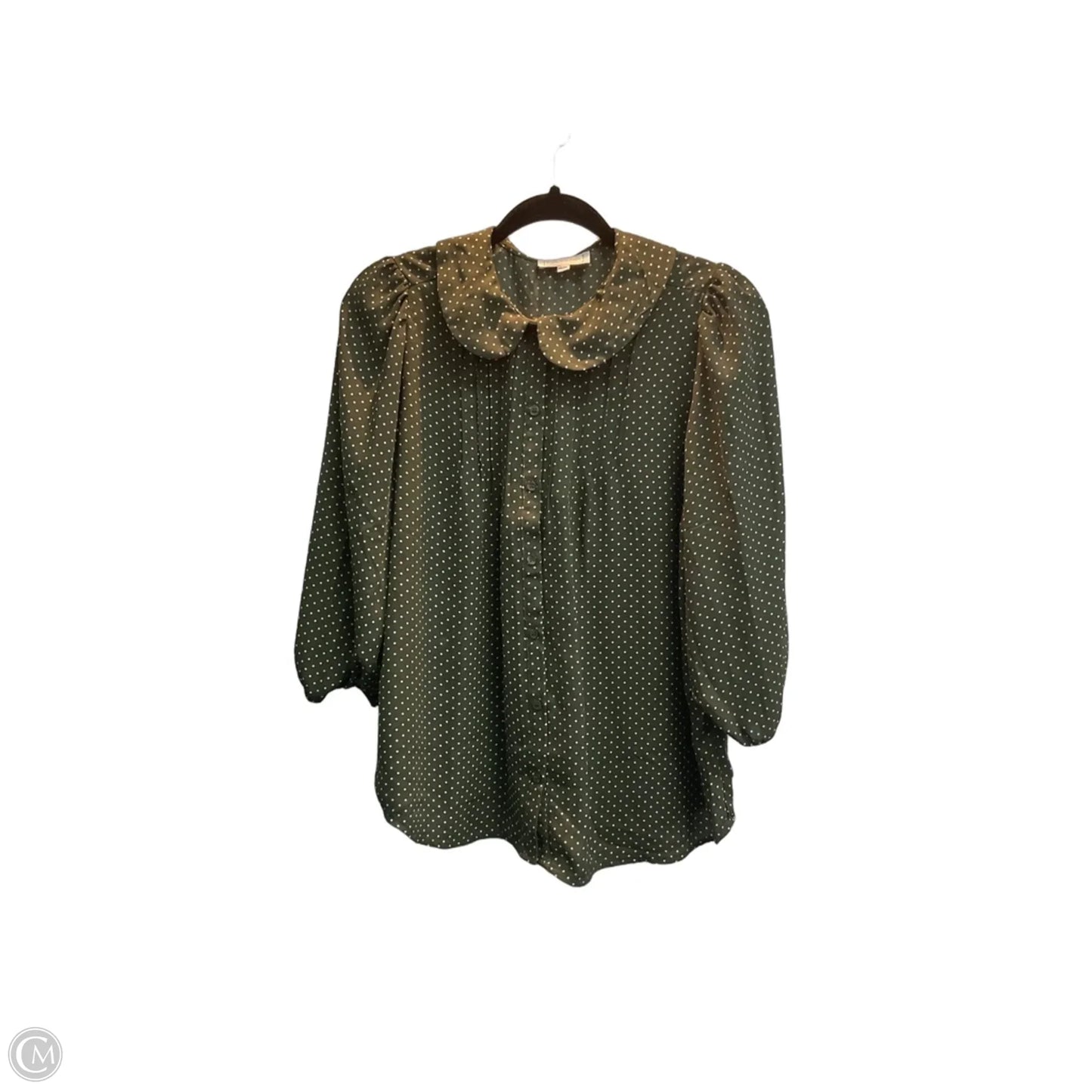 Blouse Short Sleeve By Clothes Mentor In Polkadot Pattern, Size: M