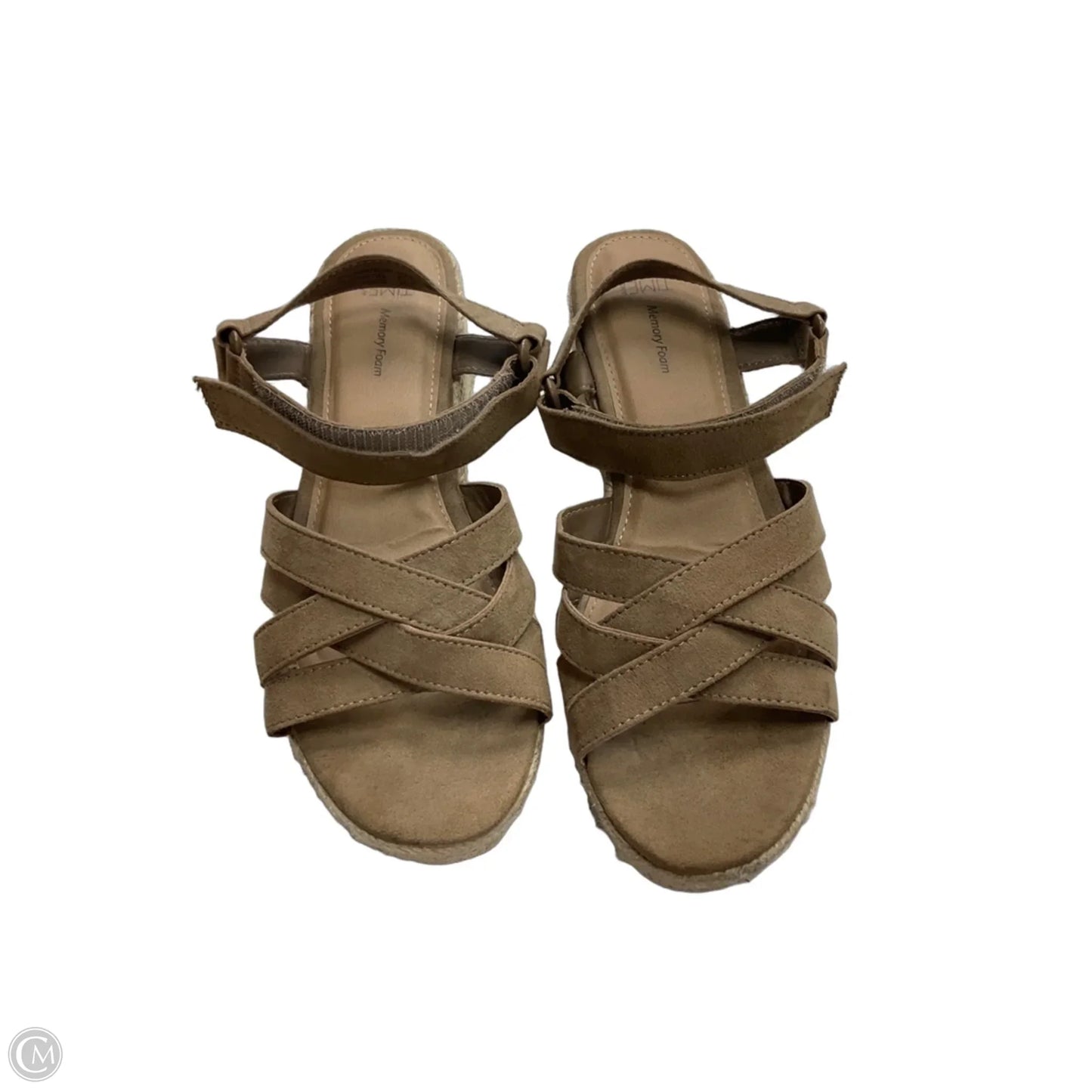 Sandals Heels Wedge By Time And Tru In Tan, Size: 9