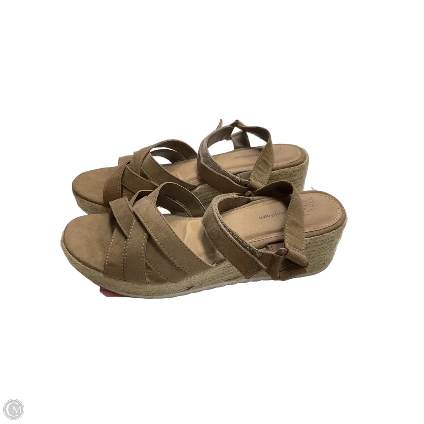 Sandals Heels Wedge By Time And Tru In Tan, Size: 9