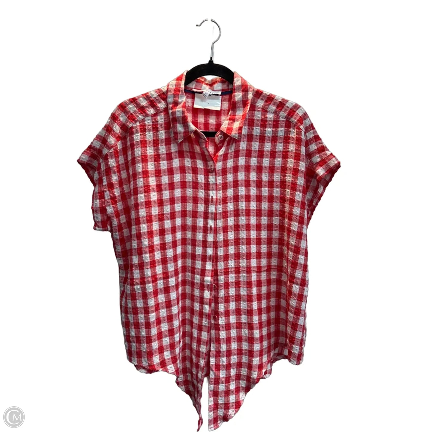 Top Short Sleeve By Jane And Delancey In Plaid Pattern, Size: M