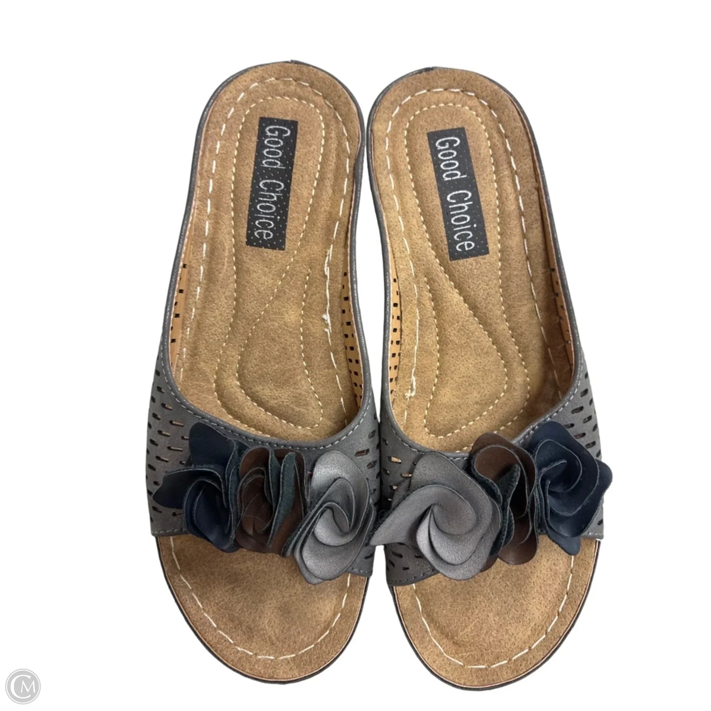 Sandals Heels Wedge By Clothes Mentor In Grey, Size: 7.5