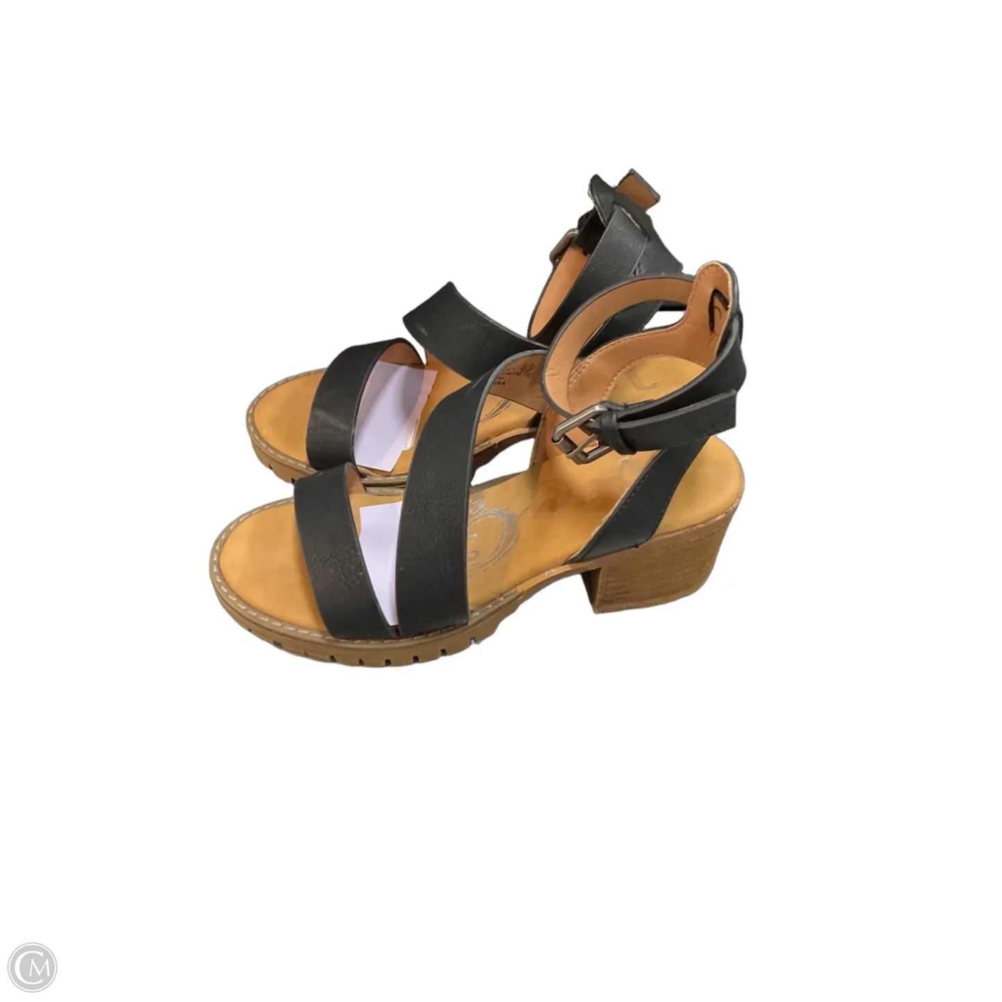 Sandals Heels Block By Very G In Black & Brown, Size: 6.5