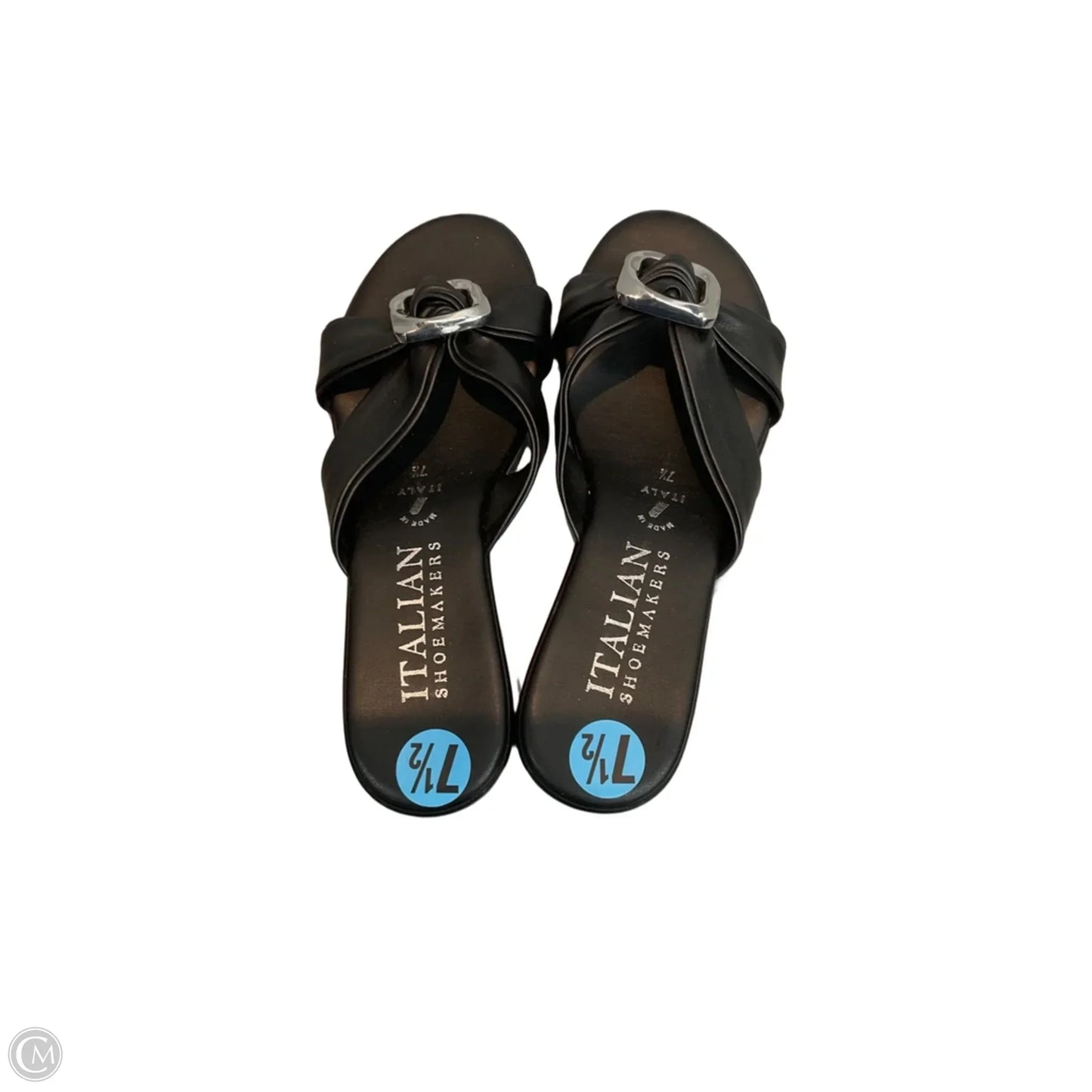 Sandals Heels Block By Italian Shoemakers In Black, Size: 7.5