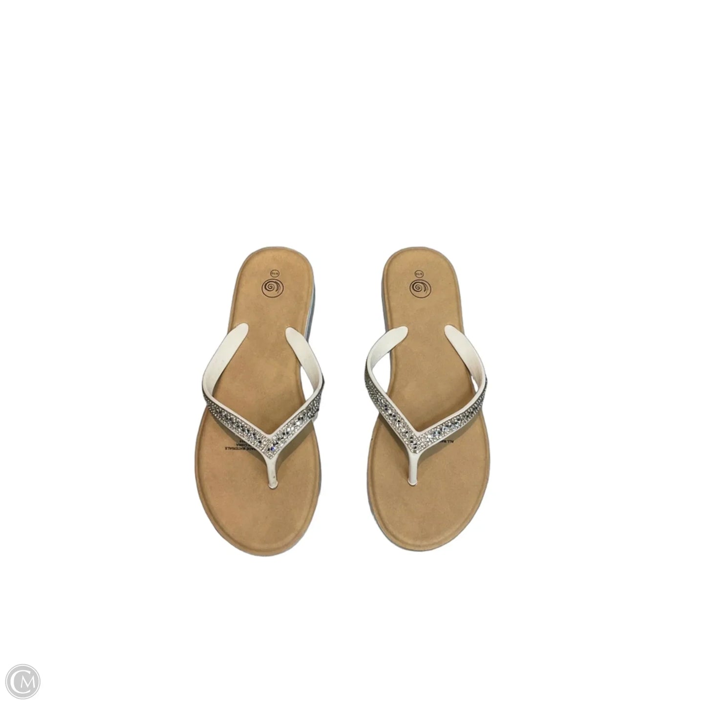 Sandals Flip Flops By Clothes Mentor In Tan & White, Size: 9