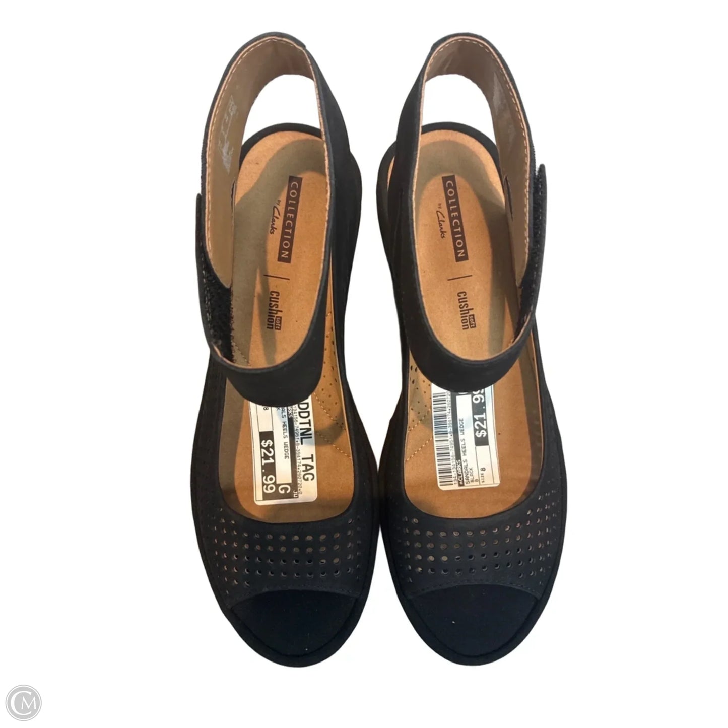 Sandals Heels Wedge By Clarks In Black, Size: 8