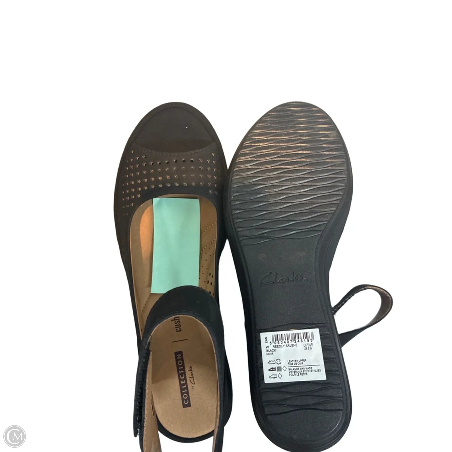 Sandals Heels Wedge By Clarks In Black, Size: 8