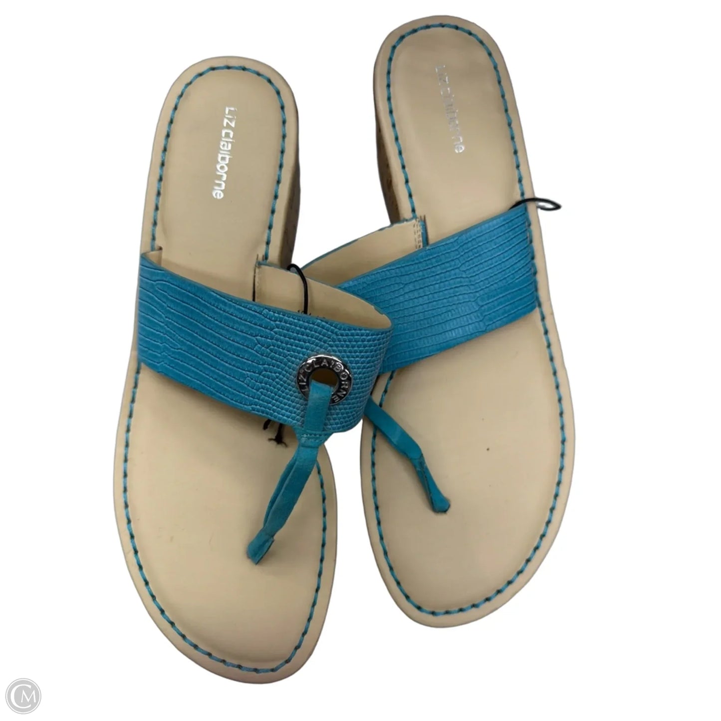 Sandals Heels Wedge By Liz Claiborne In Blue, Size: 10