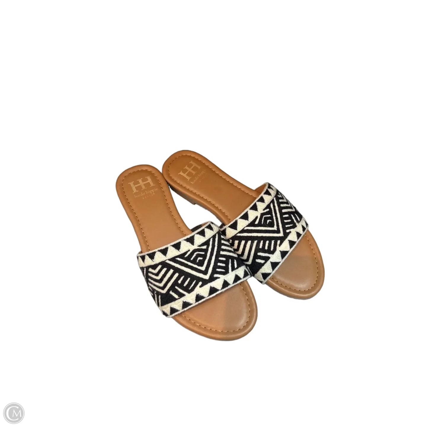 Sandals Flats By Haute Hippie In Black & Cream, Size: 7.5