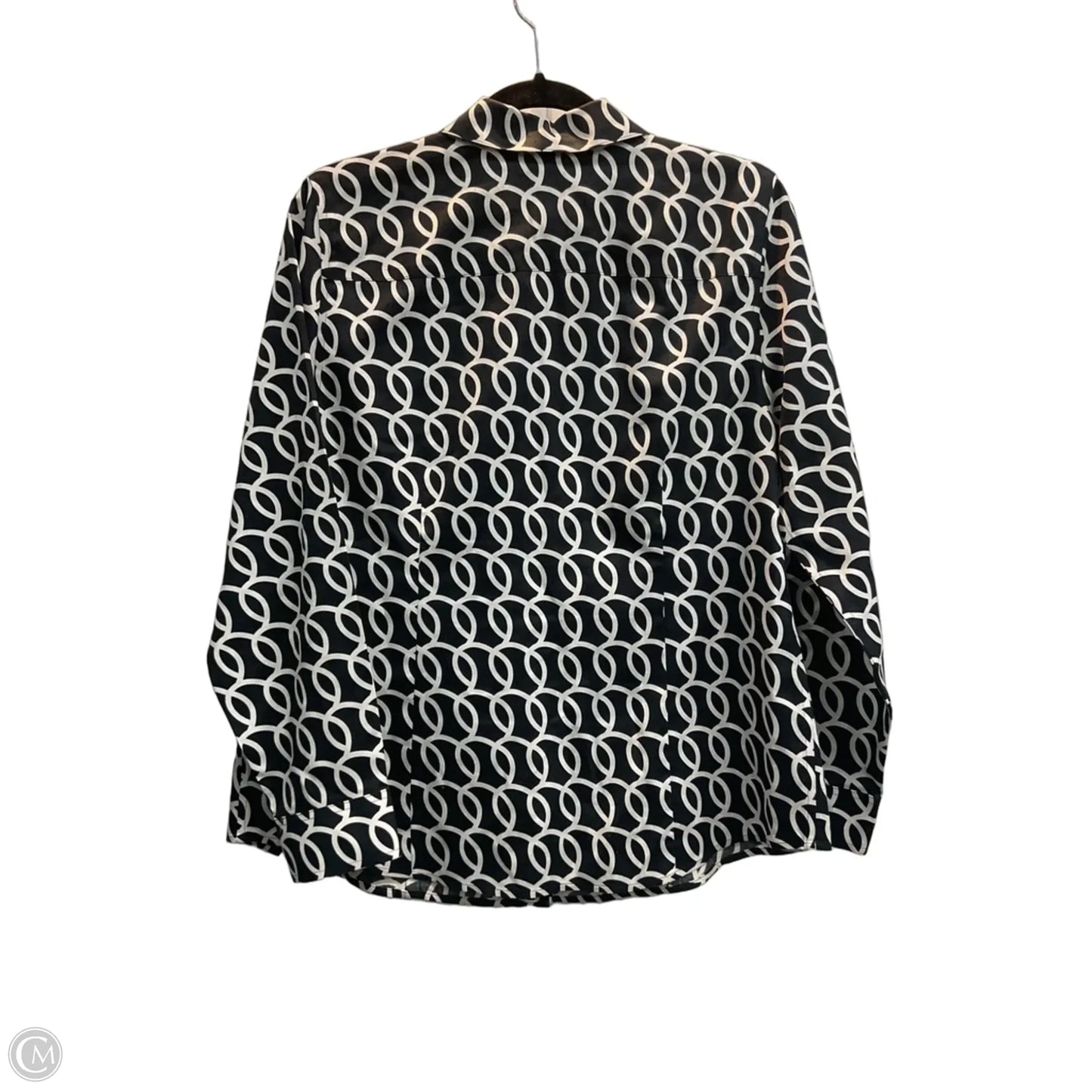 Top Long Sleeve By Chicos In Black & White, Size: M