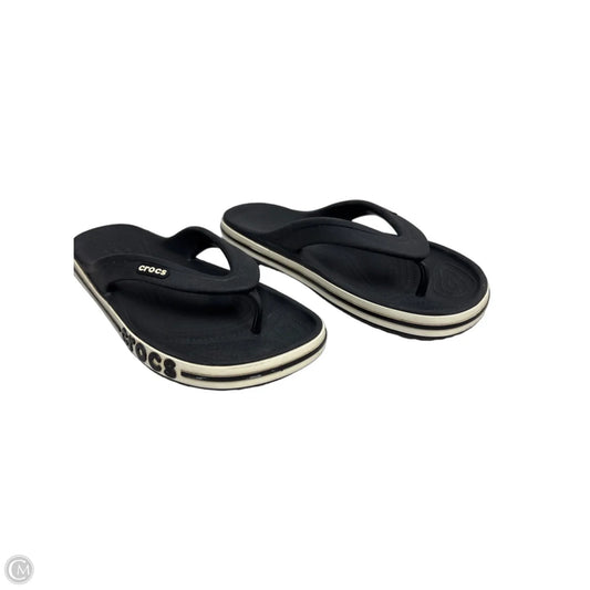 Sandals Flip Flops By Crocs In Black, Size: 7