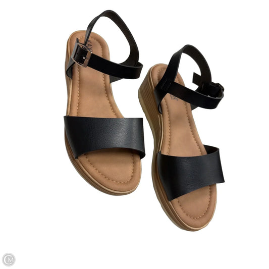 Sandals Heels Wedge By Clothes Mentor In Black, Size: 7.5