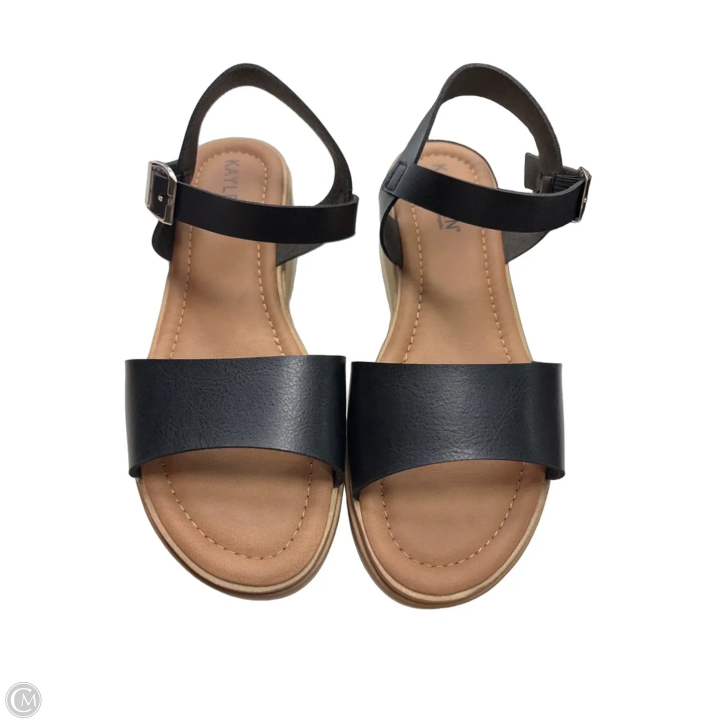Sandals Heels Wedge By Clothes Mentor In Black, Size: 7.5