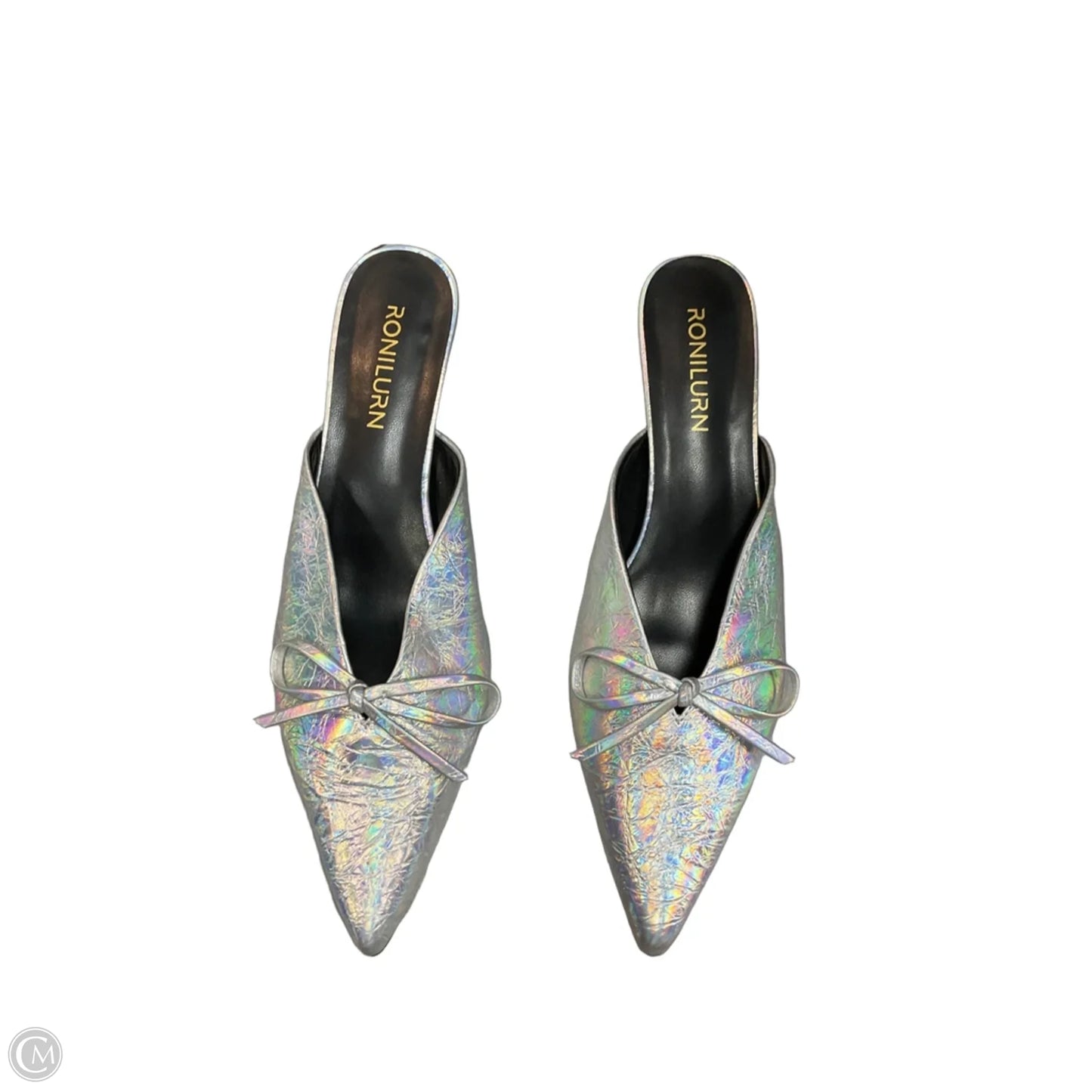 Shoes Heels Kitten By Clothes Mentor In Silver, Size: 9