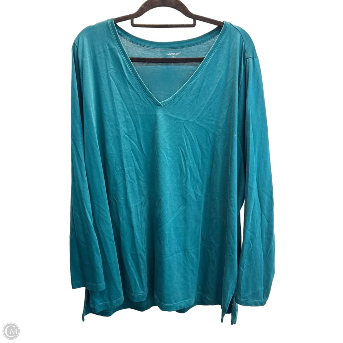Top Long Sleeve Basic By Lands End In Teal, Size: 3x
