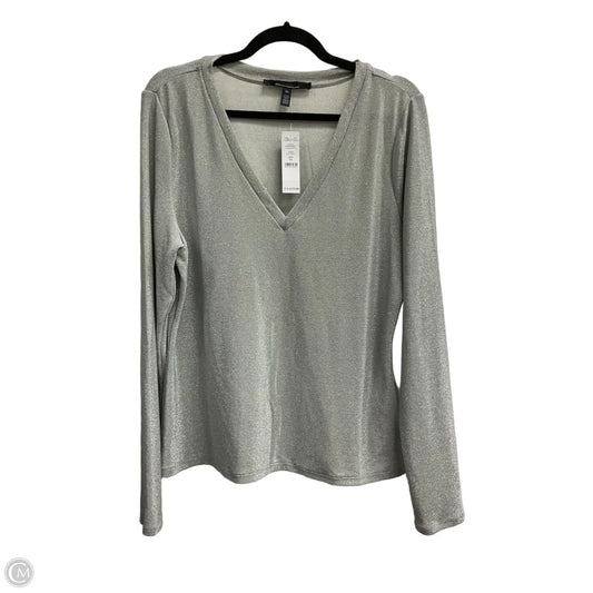 Blouse Long Sleeve By White House Black Market In Silver, Size: Xl