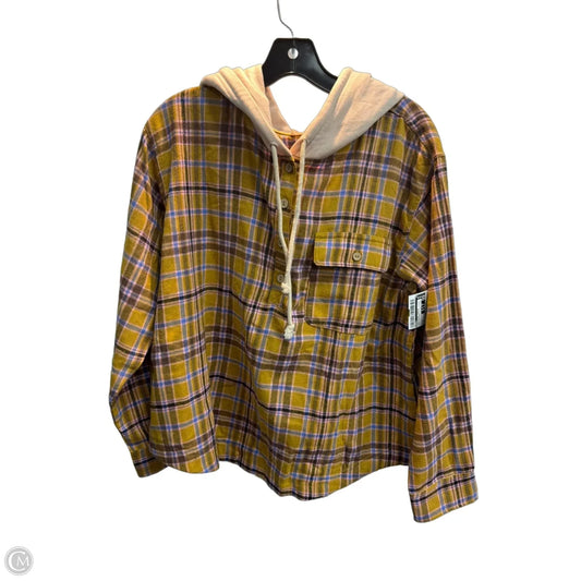Sweatshirt Hoodie By Easel In Plaid Pattern, Size: M