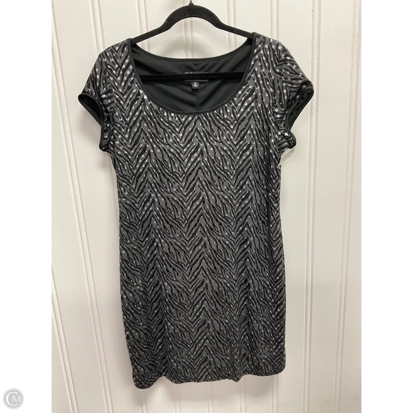 Dress Casual Midi By Dressbarn In Black & Grey, Size: 12