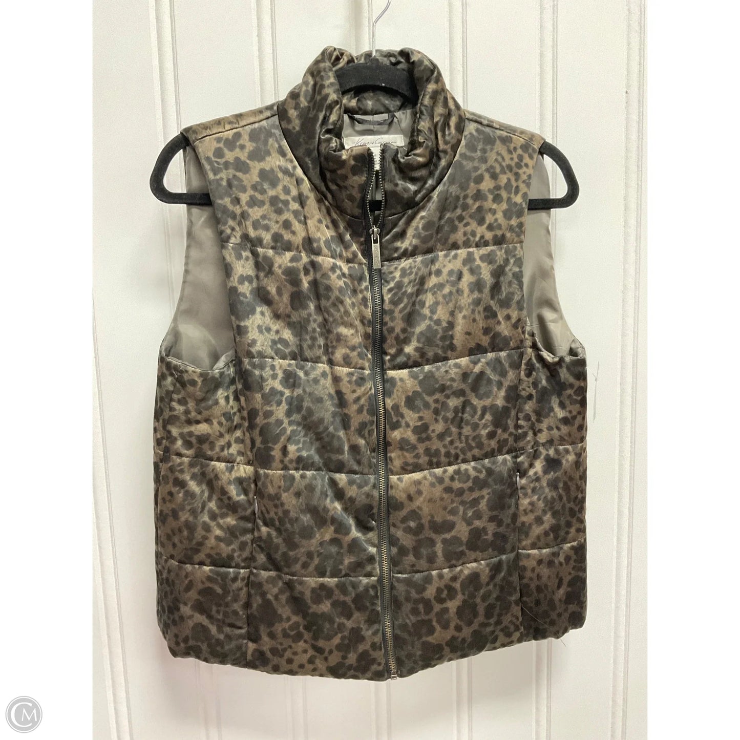 Vest Puffer & Quilted By Kenneth Cole In Black & Brown, Size: S