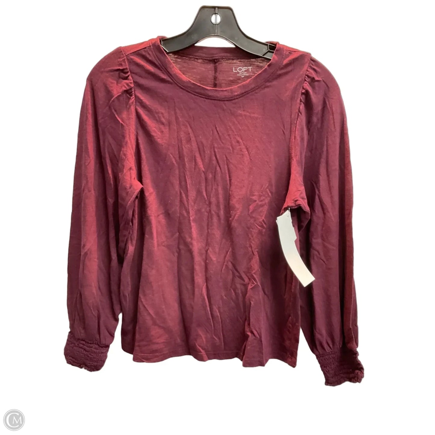 Top Long Sleeve By Loft In Maroon, Size: Mp