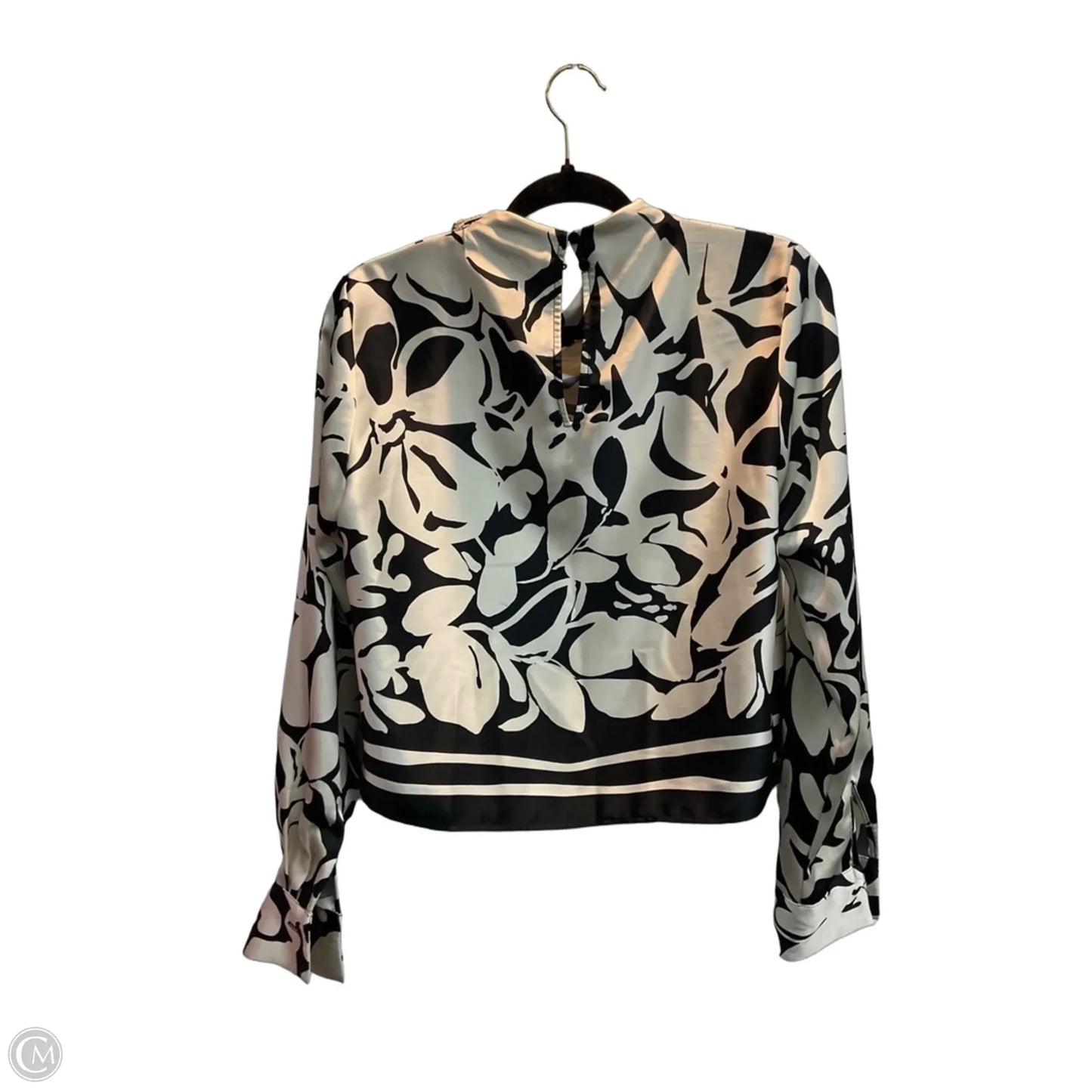 Blouse Long Sleeve By Rachel Zoe In Black & Cream, Size: M