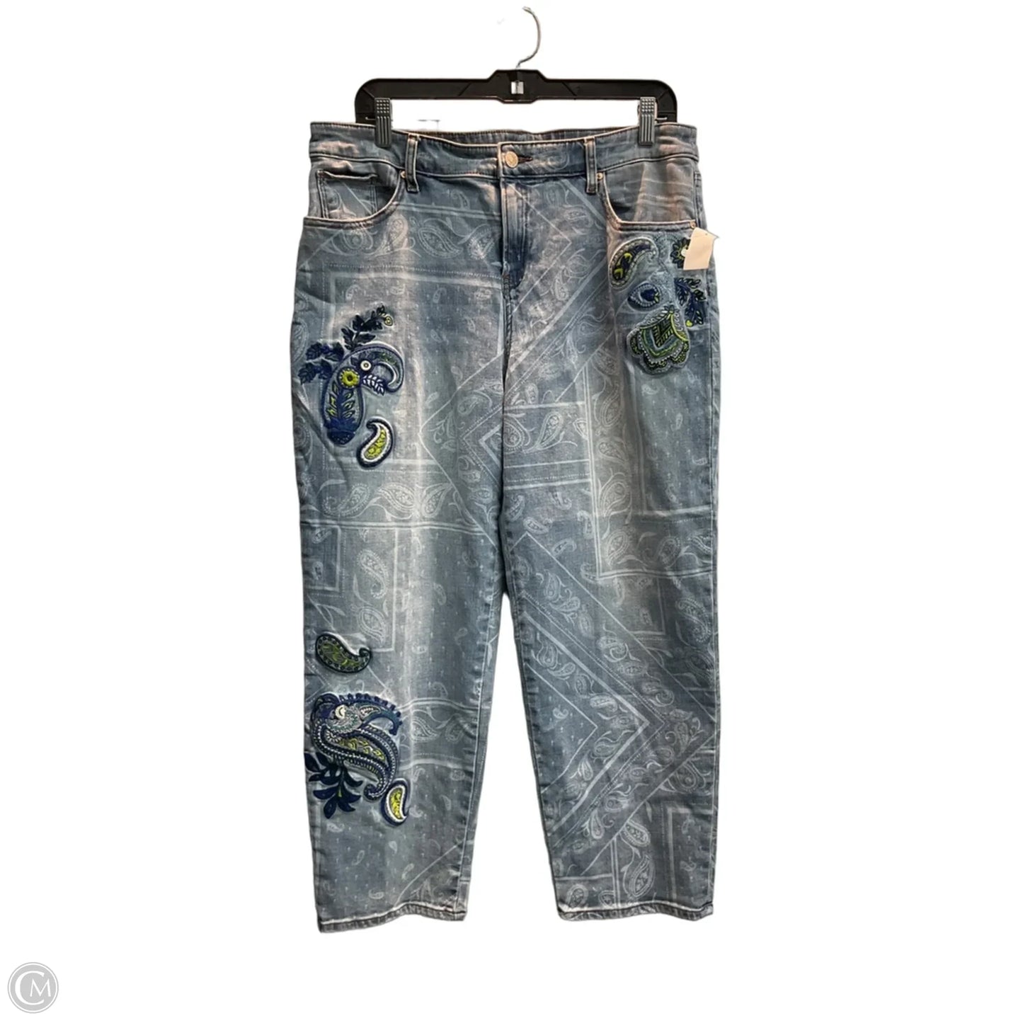 Jeans Cropped By Chicos In Blue Denim, Size: 12