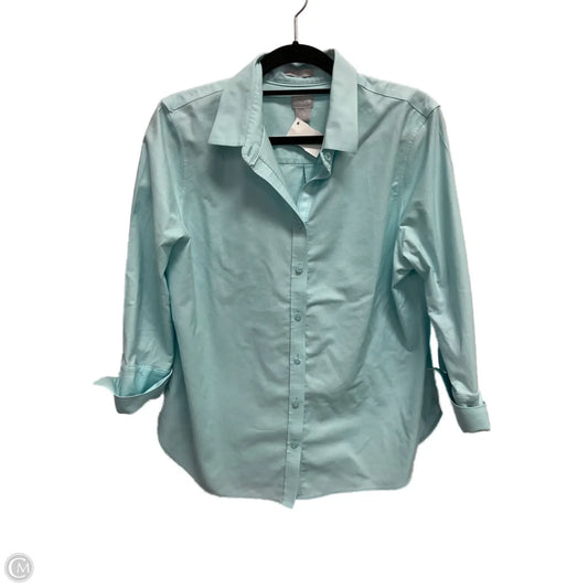 Blouse Long Sleeve By Chicos In Aqua, Size: L