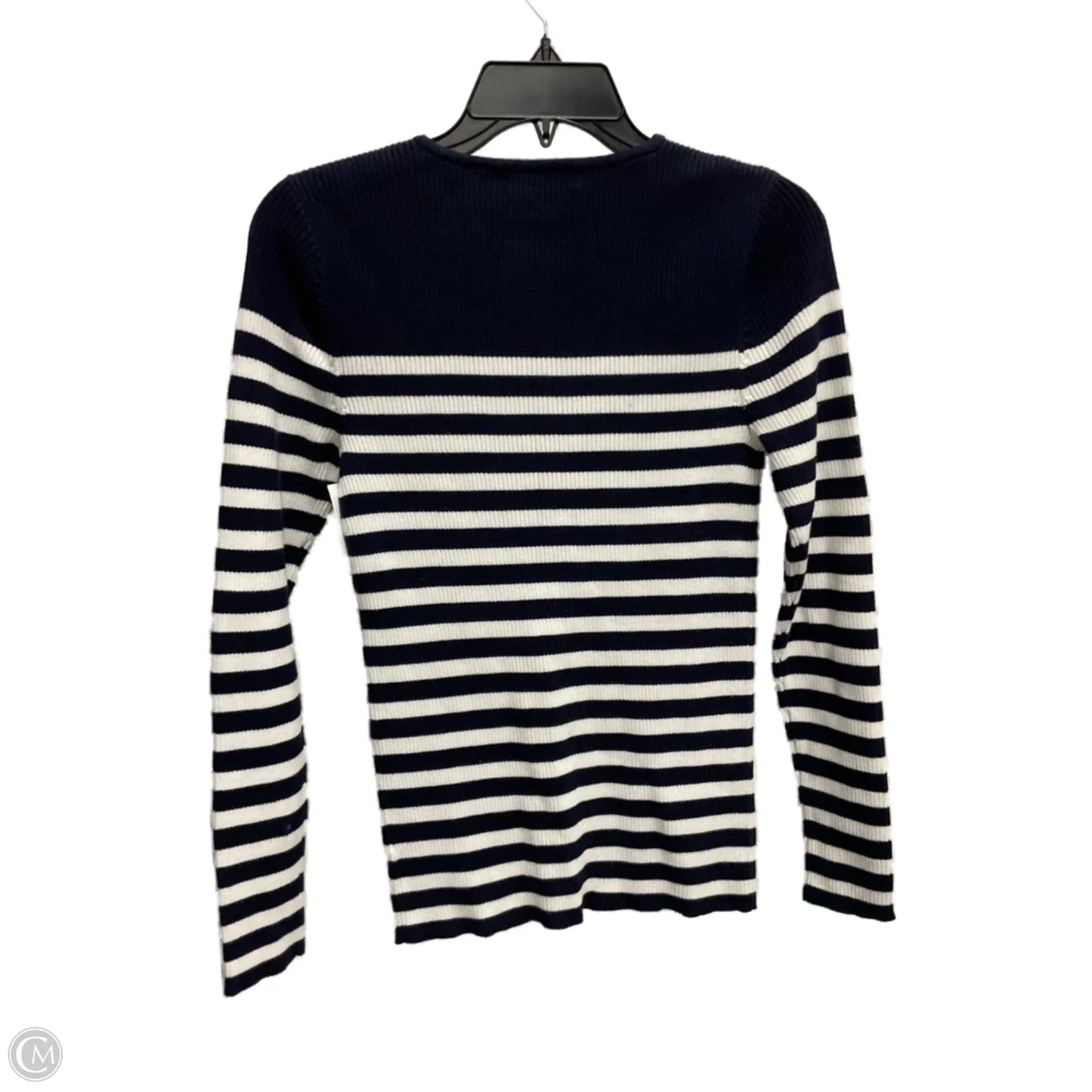 Sweater By Lauren By Ralph Lauren In Blue & White, Size: M