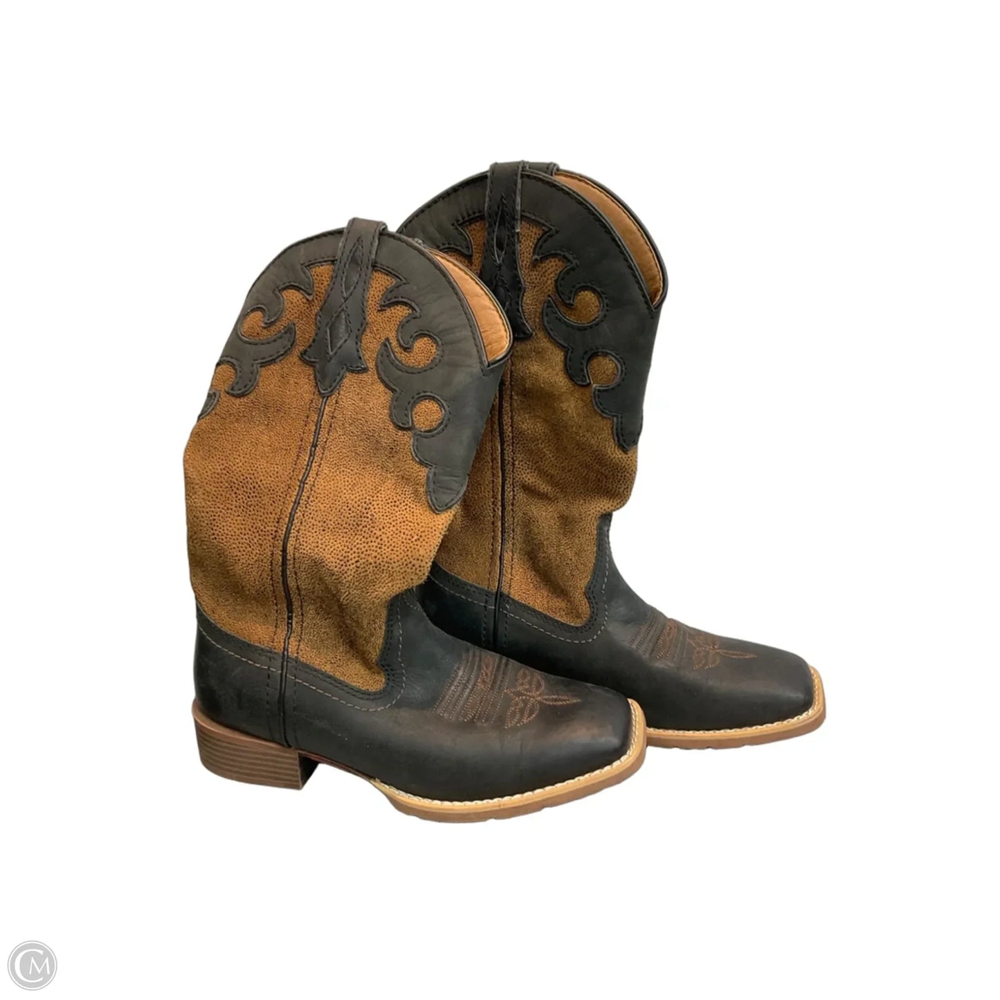 Boots Mid-calf Heels By Justin In Brown, Size: 7