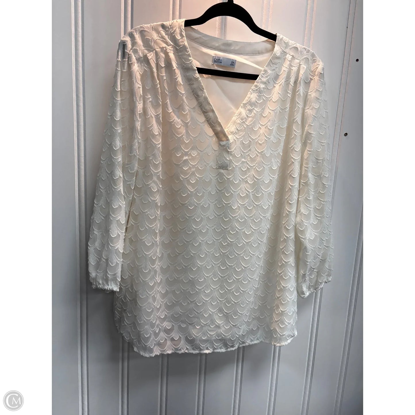 Top Long Sleeve By Croft And Barrow In Cream, Size: Xxl