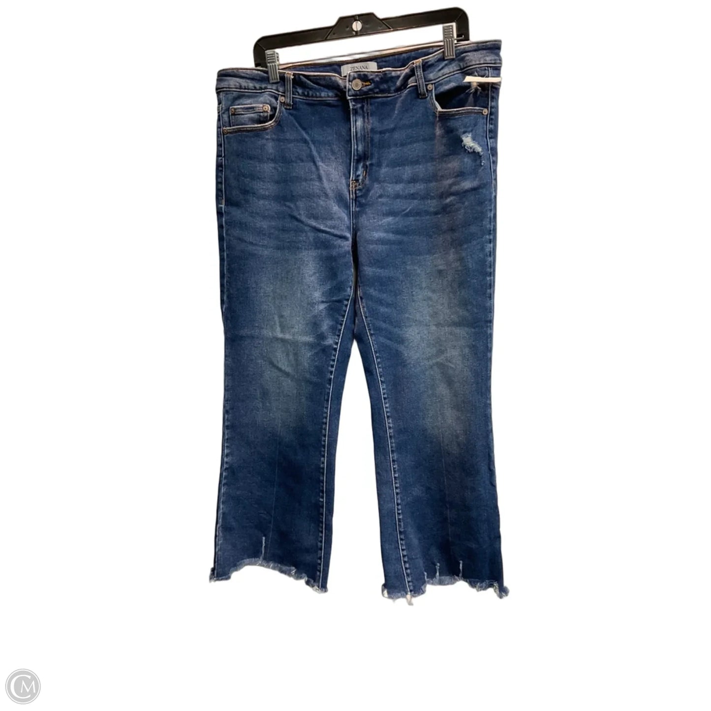 Jeans Cropped By Zenana In Blue Denim, Size: 14