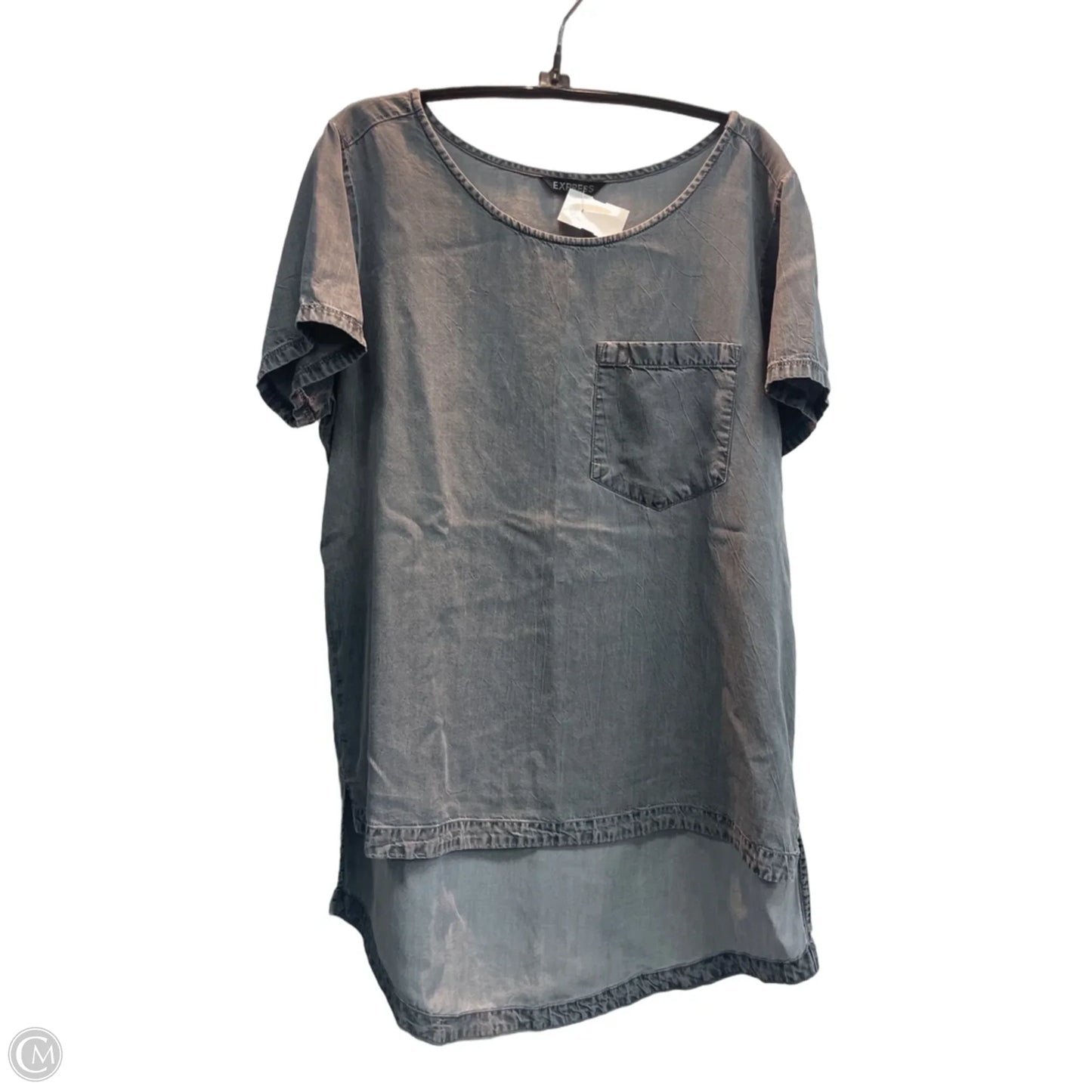 Top Short Sleeve By Express In Grey, Size: L