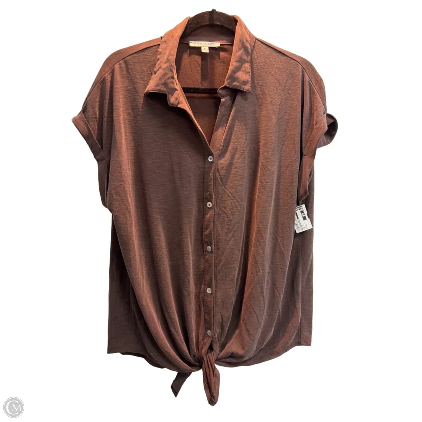 Top Short Sleeve By Green Envelope In Brown, Size: Xl