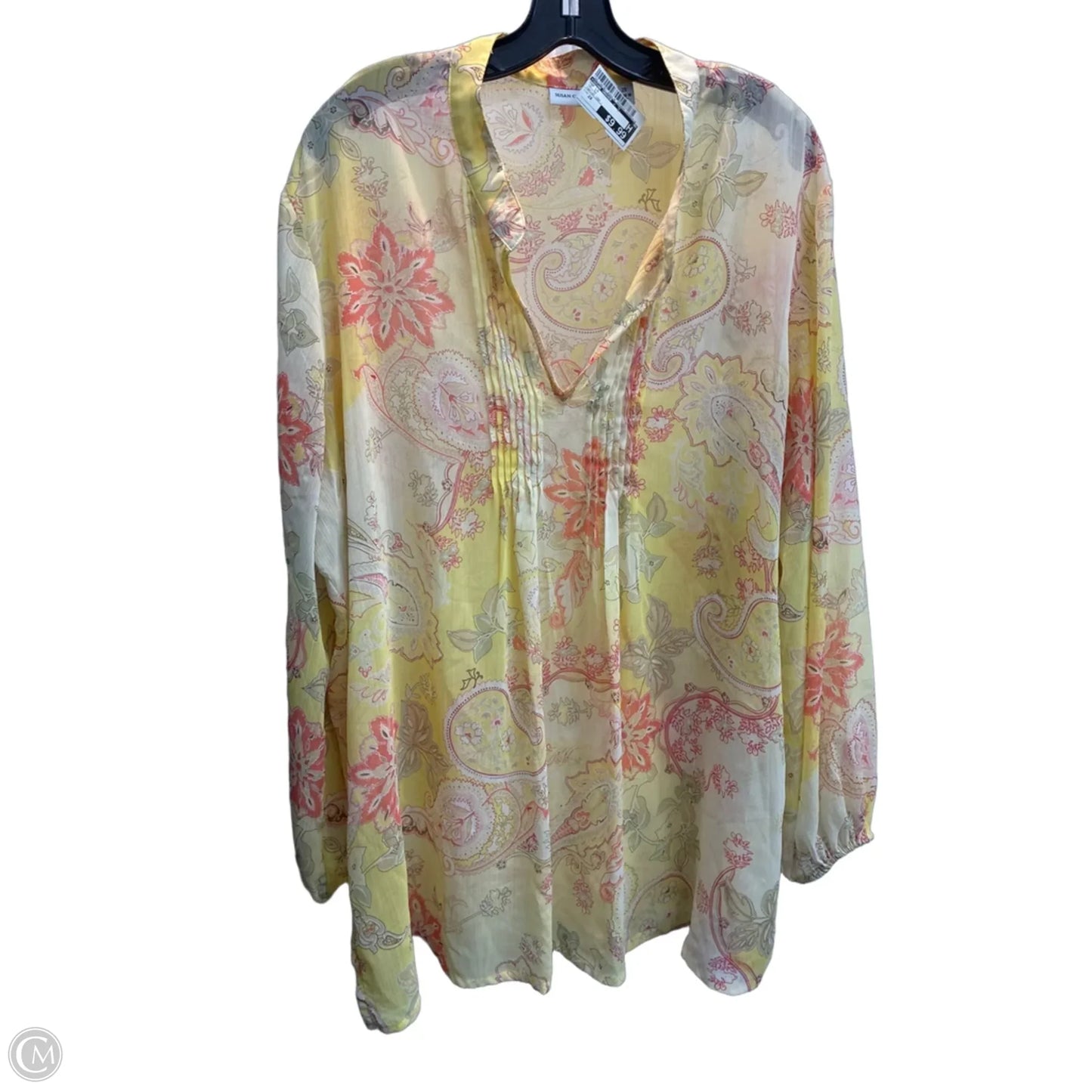 Top Long Sleeve By Susan Graver In Yellow, Size: 2x