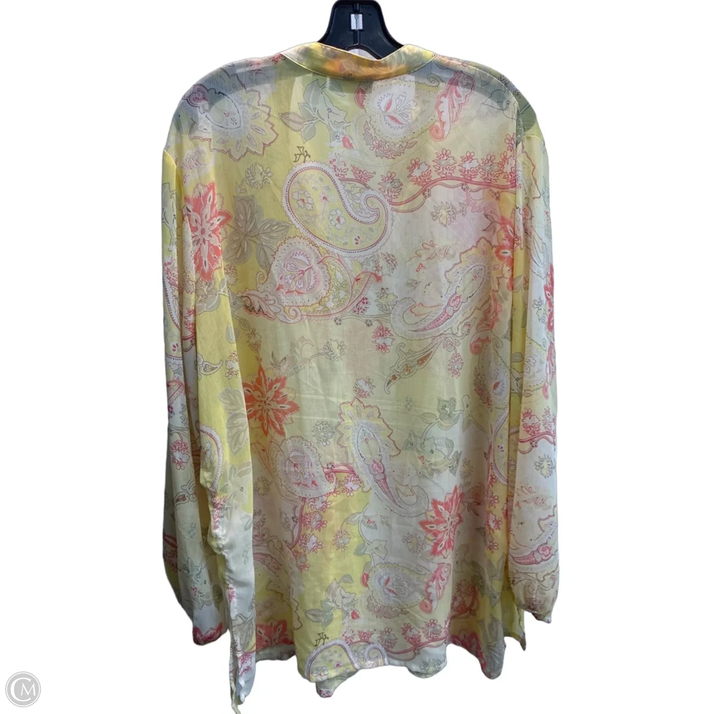 Top Long Sleeve By Susan Graver In Yellow, Size: 2x