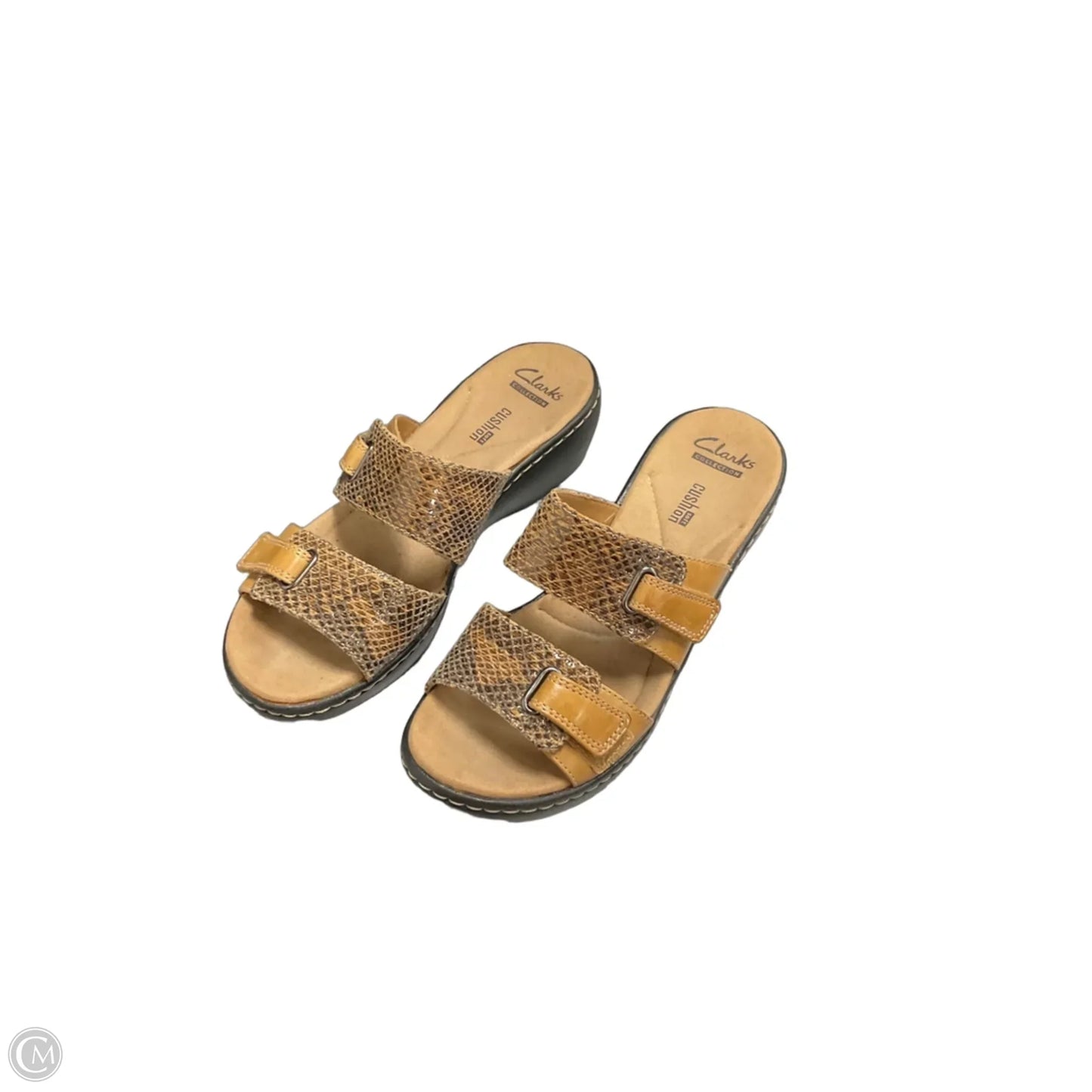 Sandals Heels Wedge By Clarks In Beige, Size: 6