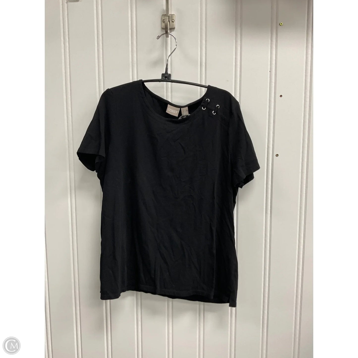 Top Short Sleeve By Chicos In Black, Size: L