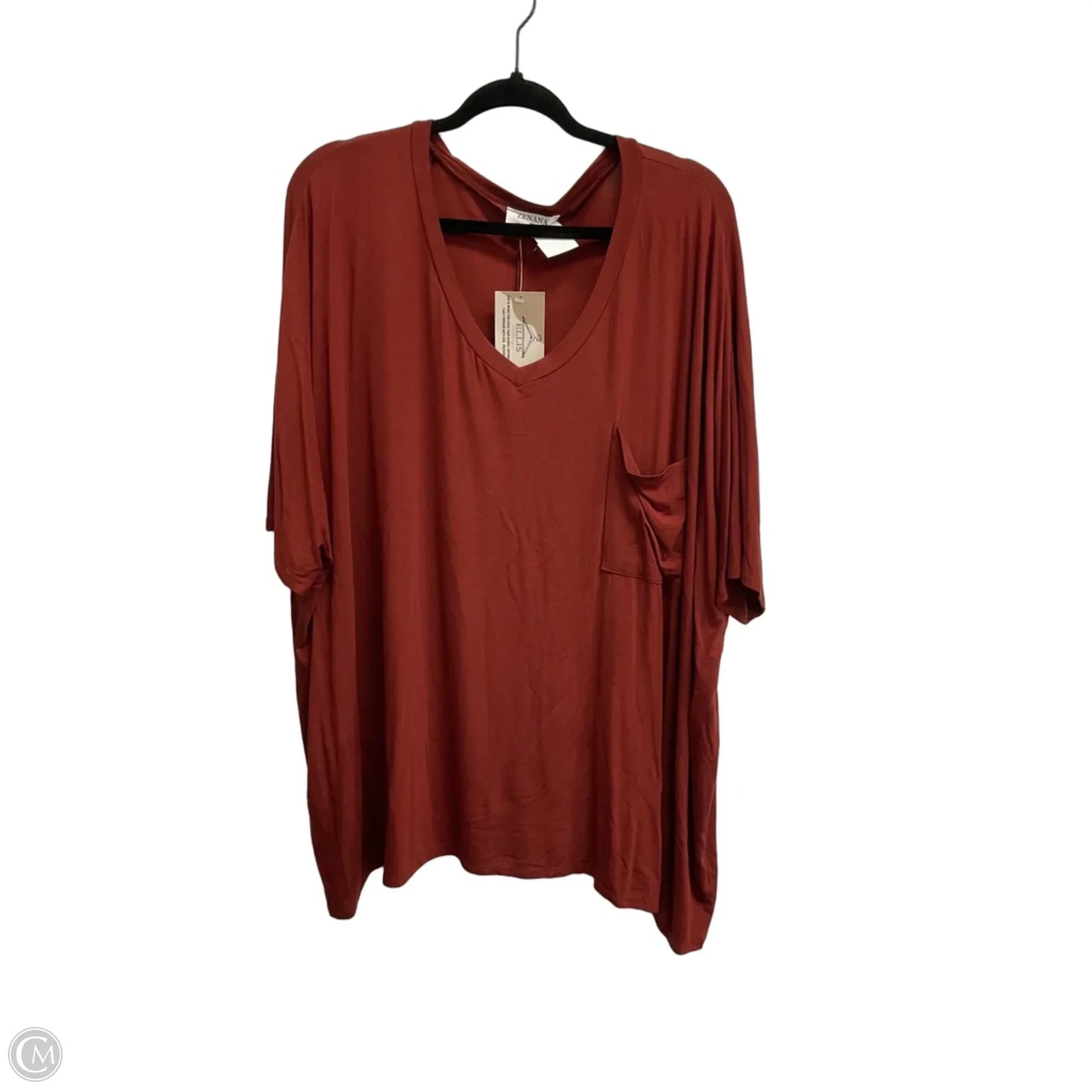 Top Short Sleeve By Zenana In Brown, Size: Xl