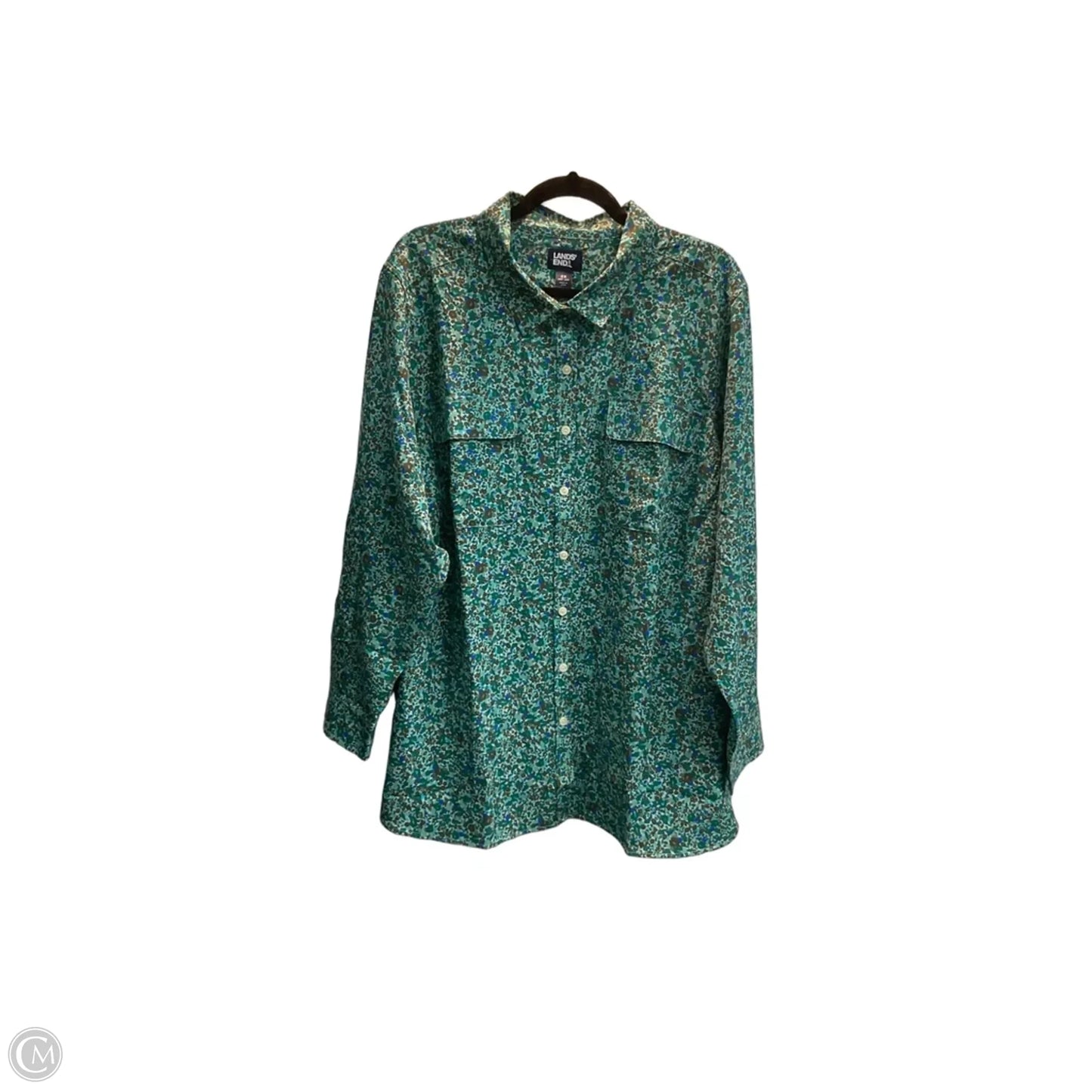 Top 3/4 Sleeve By Lands End In Striped Pattern, Size: 22