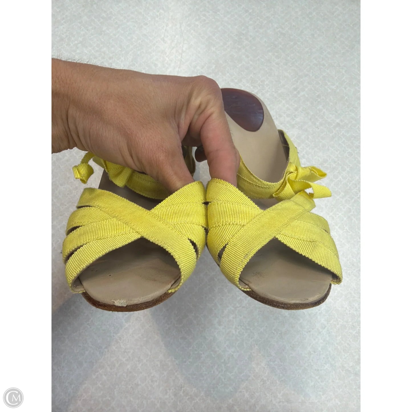 Sandals Luxury Designer By Christian Louboutin In Yellow, Size: 9.5
