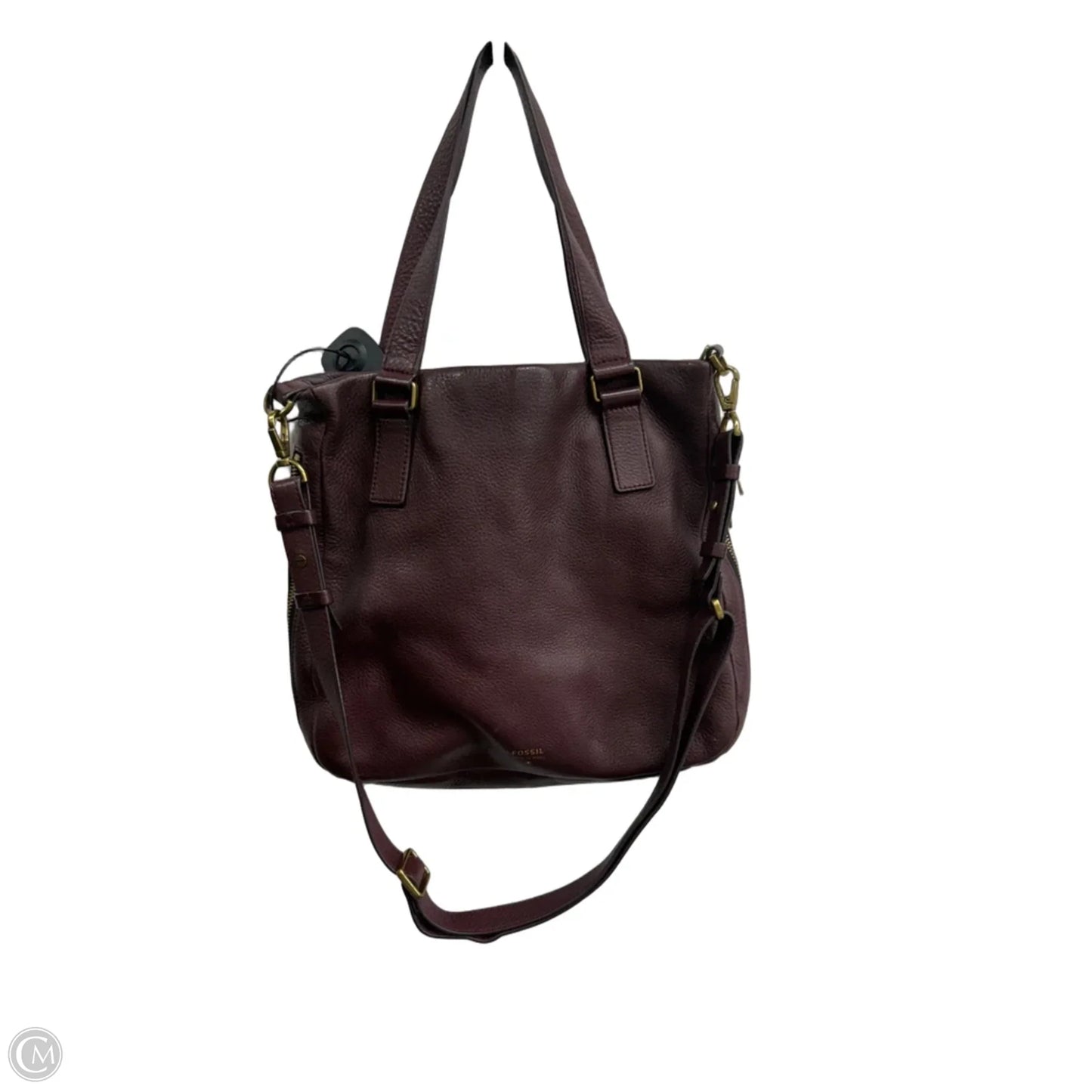 Handbag Leather By Fossil, Size: Medium