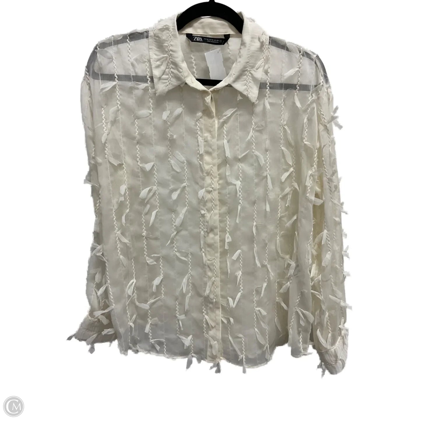 Top Long Sleeve By Zara In Cream, Size: Xs