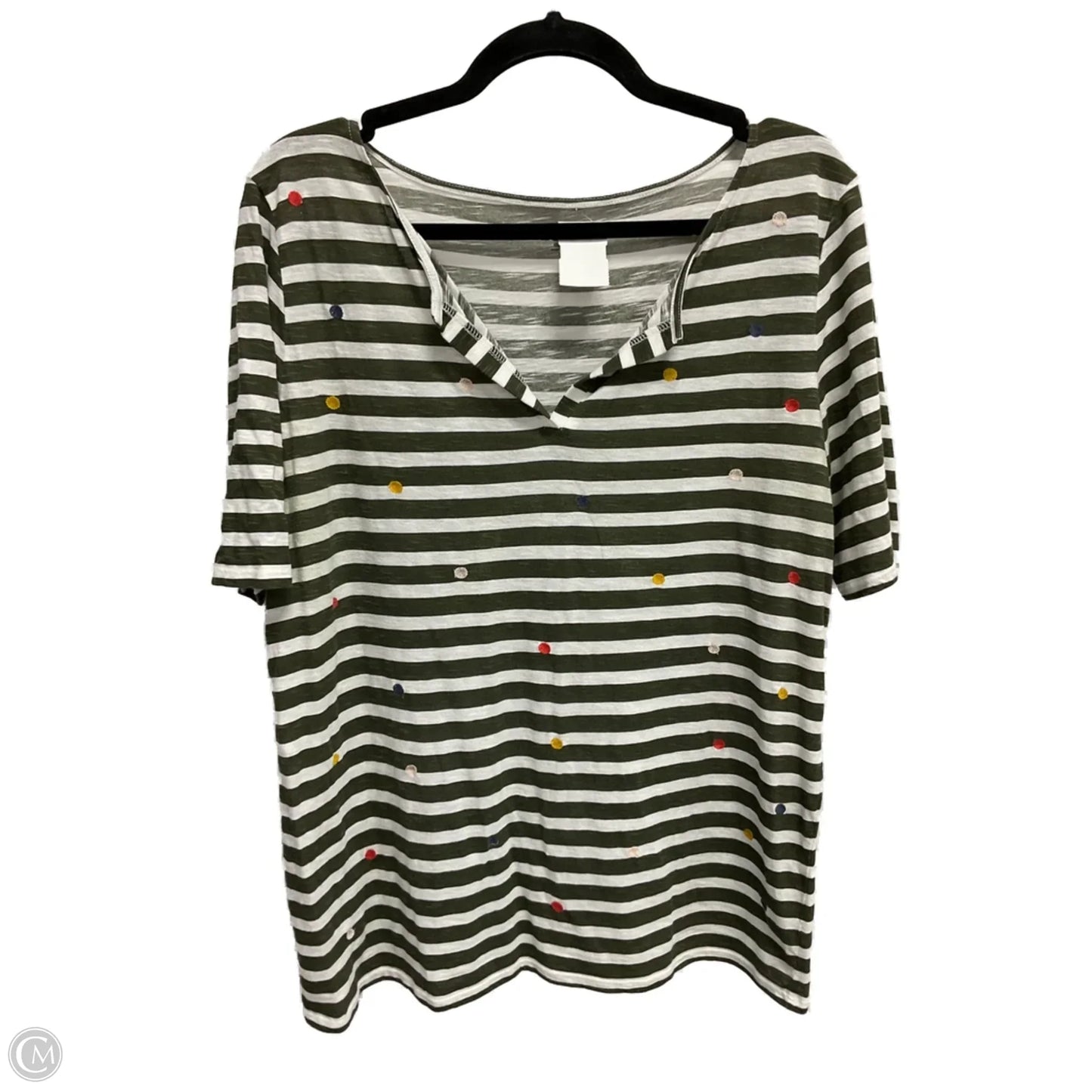 Top 3/4 Sleeve Basic By Loft In Striped Pattern, Size: L