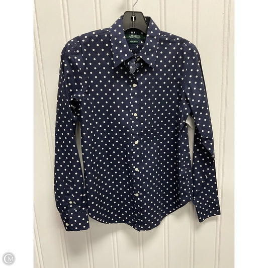 Top Long Sleeve By Lauren By Ralph Lauren In Polkadot Pattern, Size: S