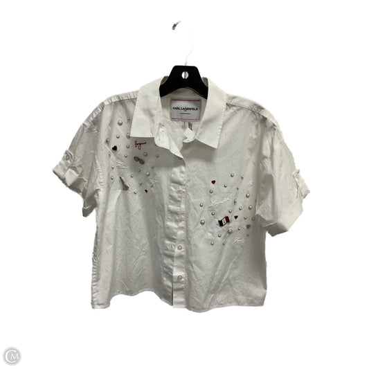 Top Short Sleeve Designer By Karl Lagerfeld In White, Size: M