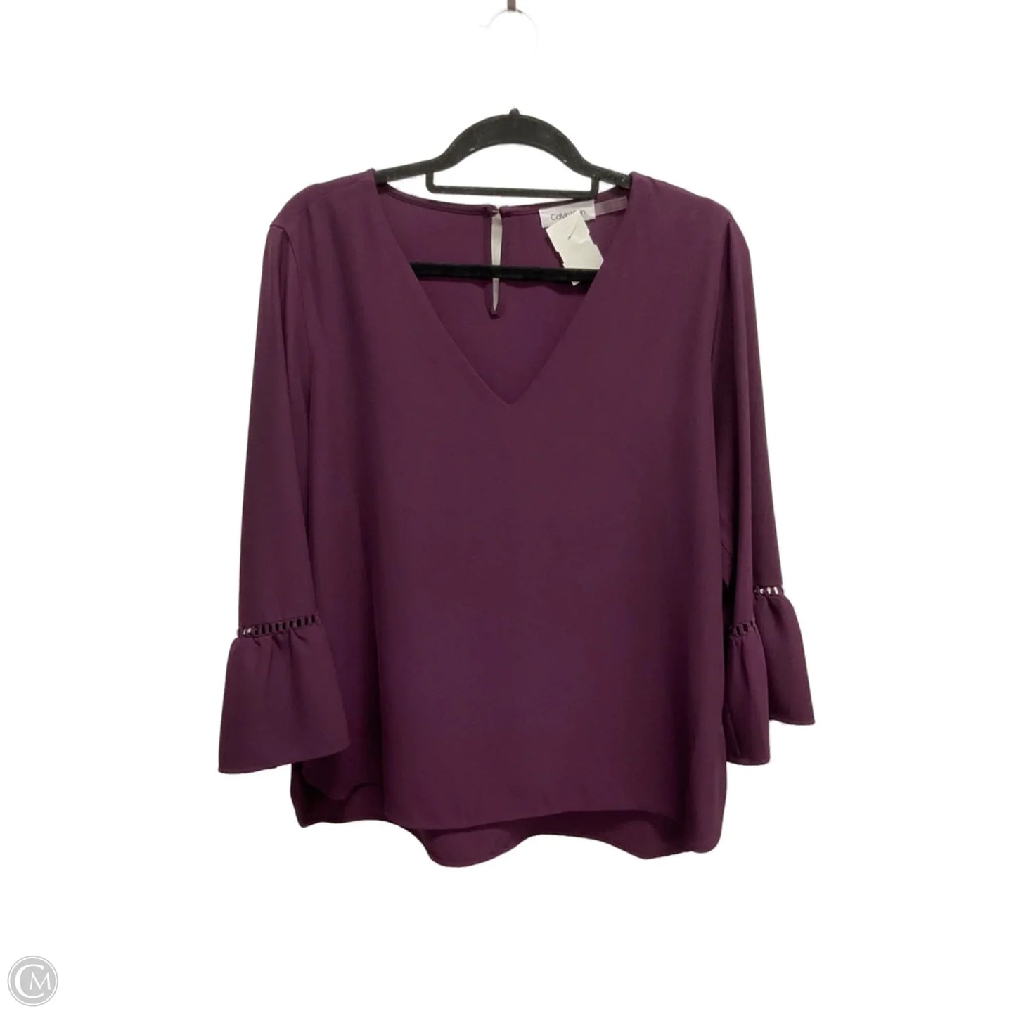 Top Long Sleeve By Calvin Klein In Purple, Size: L