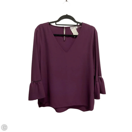 Top Long Sleeve By Calvin Klein In Purple, Size: L
