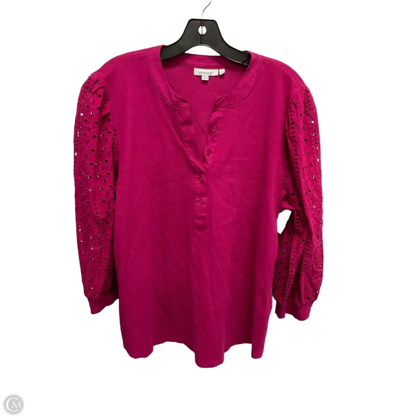 Top 3/4 Sleeve By Chicos In Pink, Size: Xxl