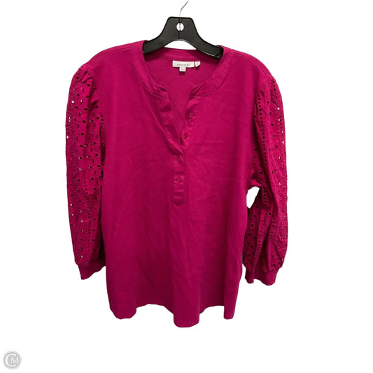 Top 3/4 Sleeve By Chicos In Pink, Size: Xxl