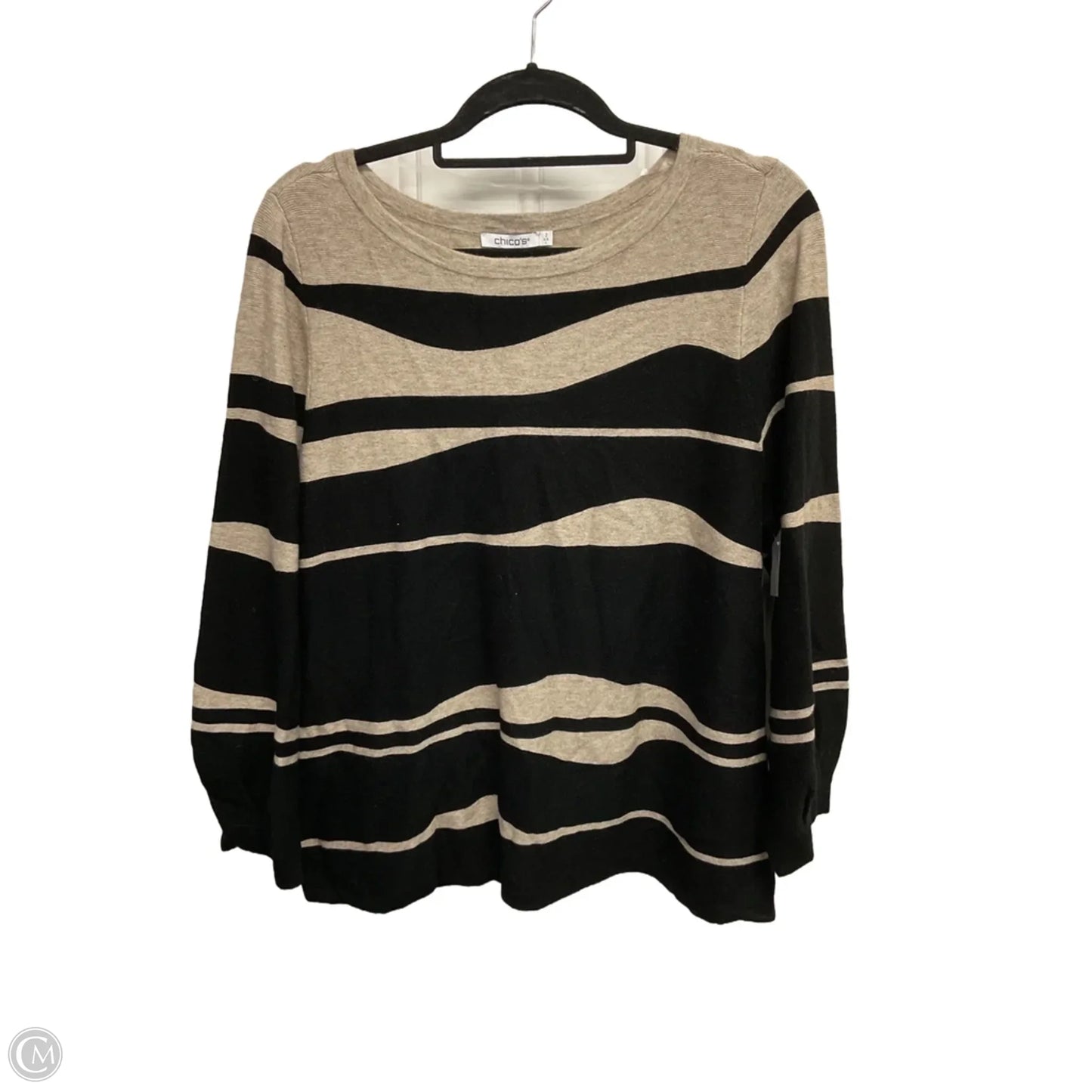 Sweater By Chicos In Black & Cream, Size: Xl