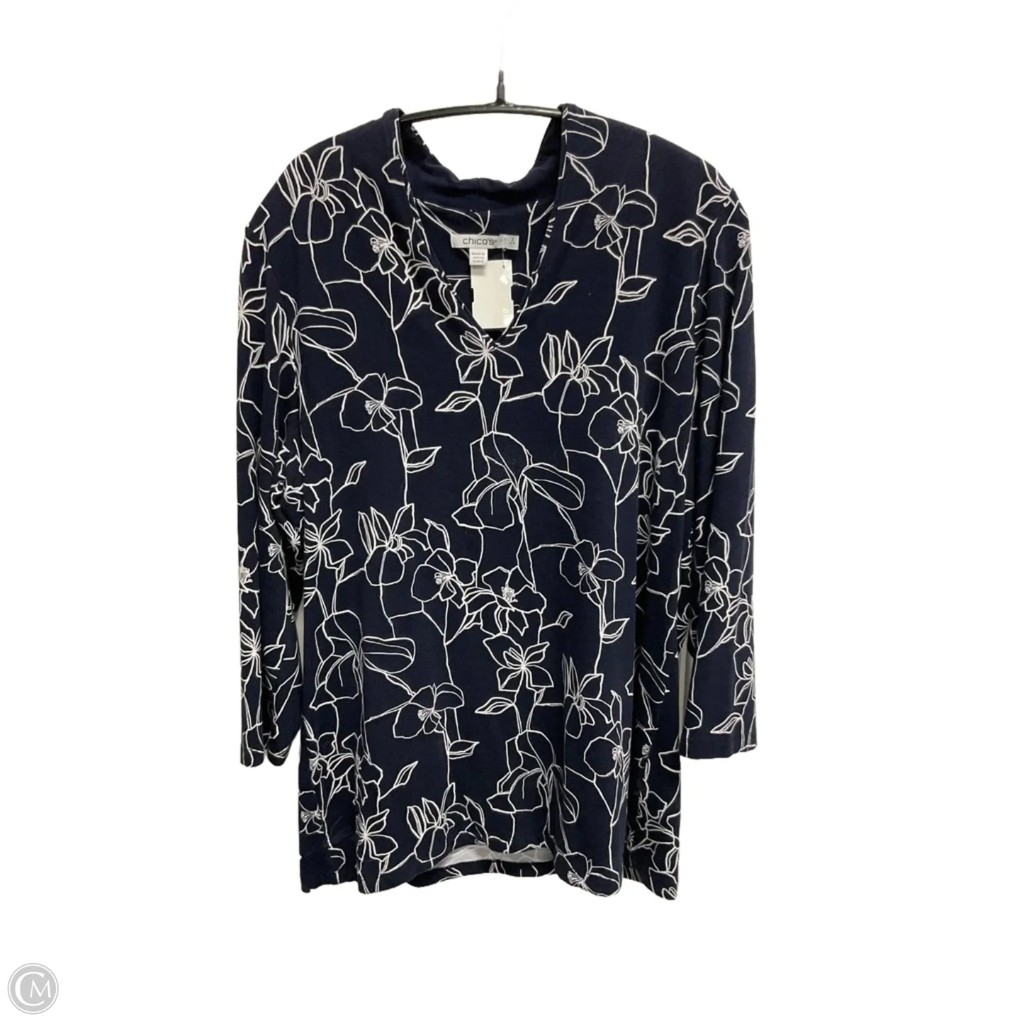 Top 3/4 Sleeve Basic By Chicos In Navy, Size: L